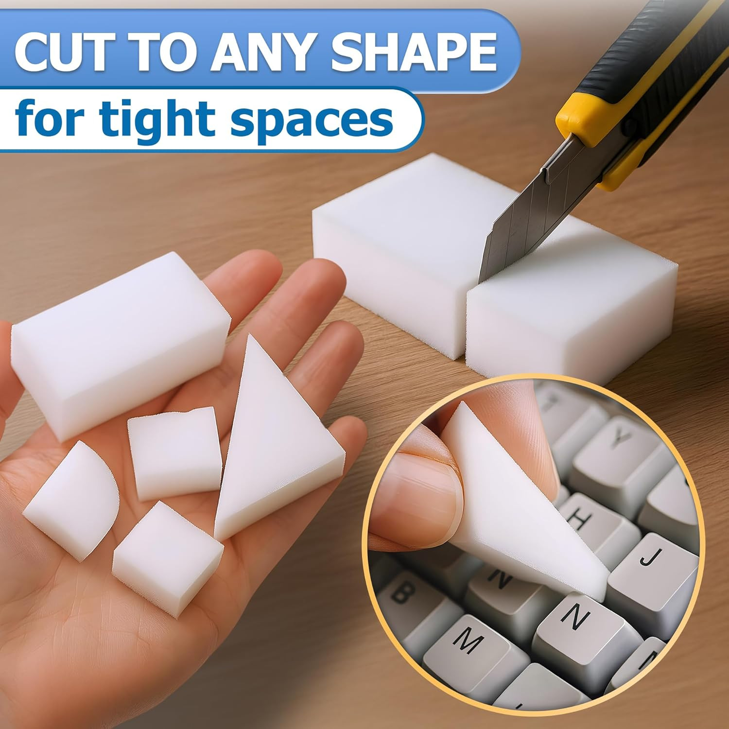 50 Pcs Melamine Sponges for Cleaning – White Magic Sponge, Convenient Cleaning B