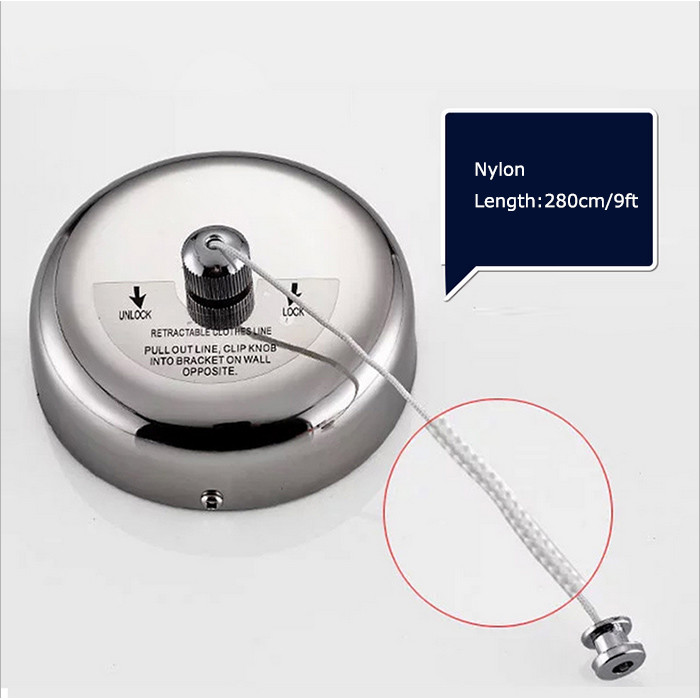 Retractable Single Clothes Line Stainless Steel Dryer Laundry Indoor Outdoor 9Ft