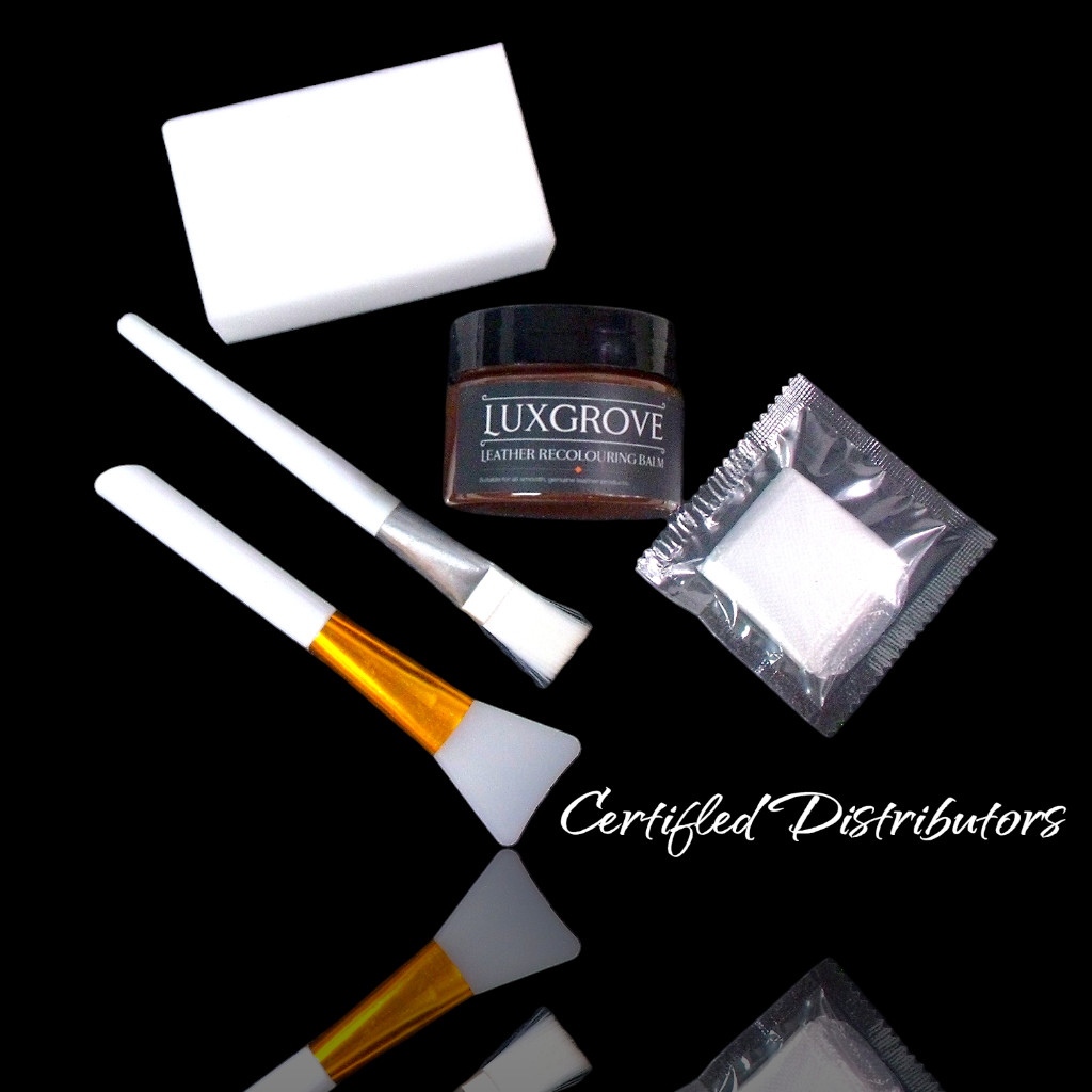 Luxgrove Dark Brown Leather Repair Kit 50ml w/ Recoloring Balm, Gloves & Brushes