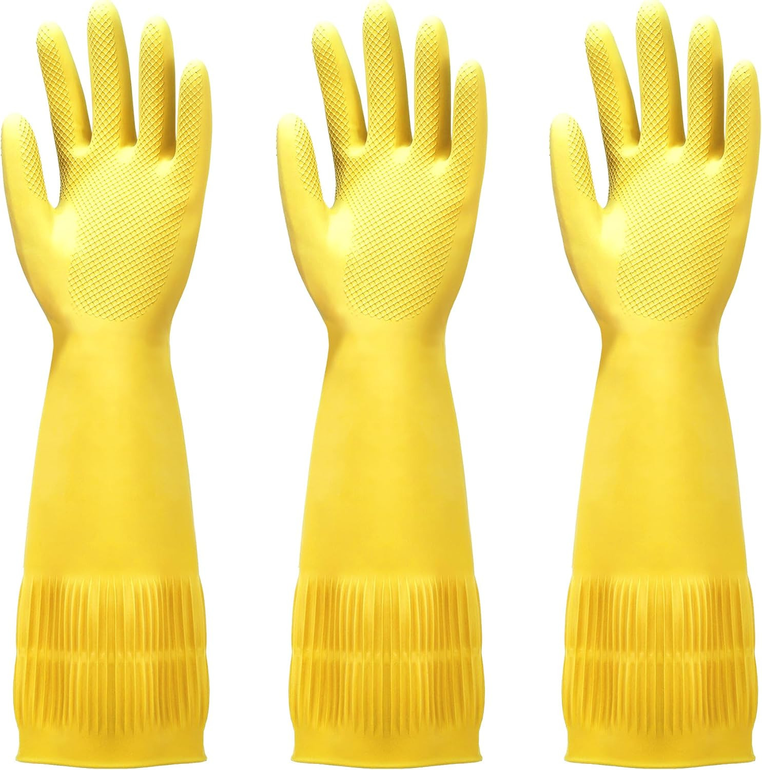 3/6/12/60 Pairs 15 Inch Extra Long Rubber Dishwashing Gloves – Non-Slip for Clea
