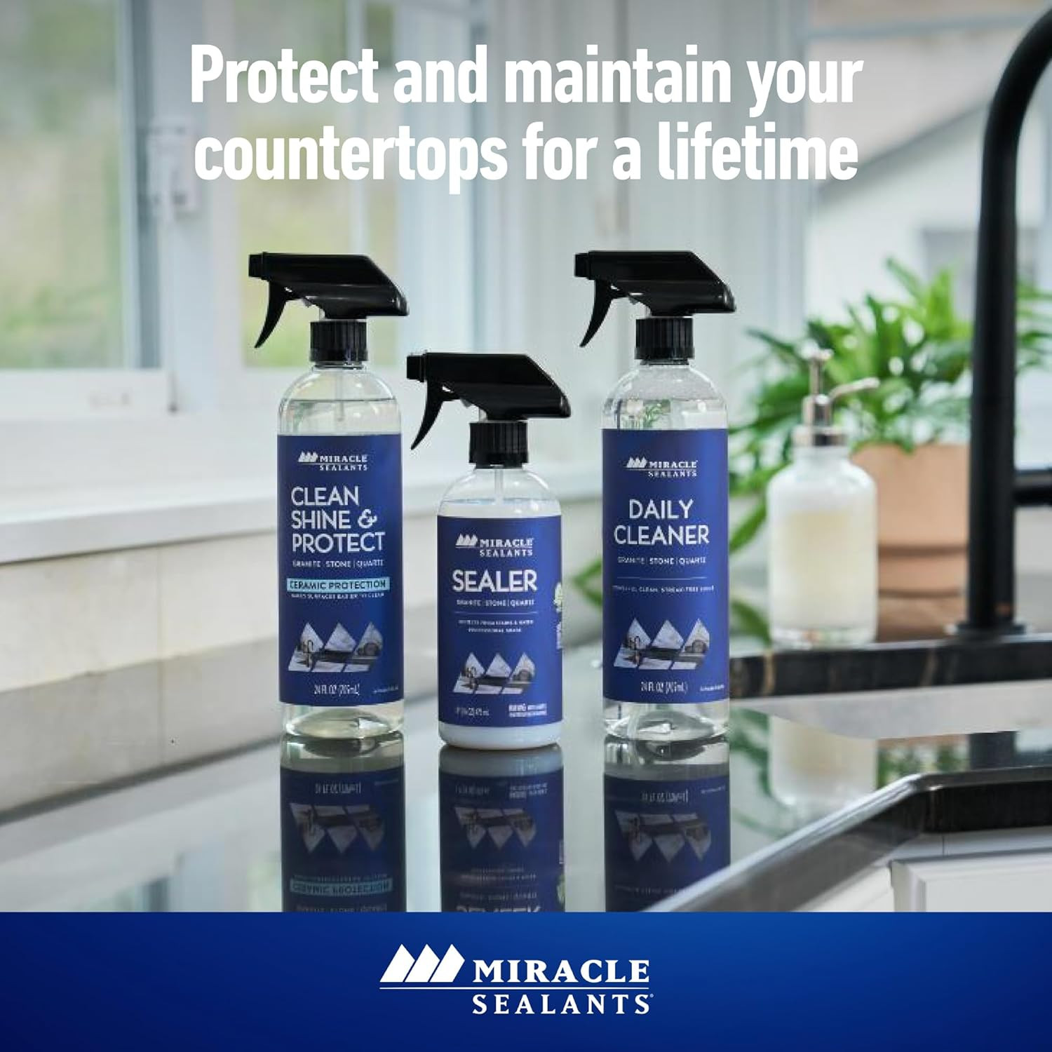 Clean Shine & Protect Spray for Granite, Stone, Quartz, Shine & Protect, 24 Oz