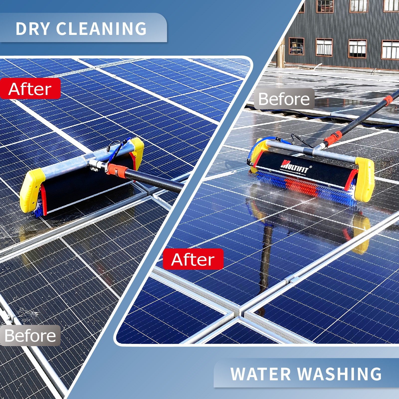 Solar Panel Cleaner 24ft Water Fed Rod 420rpm Forward/Reverse Roller Brush
