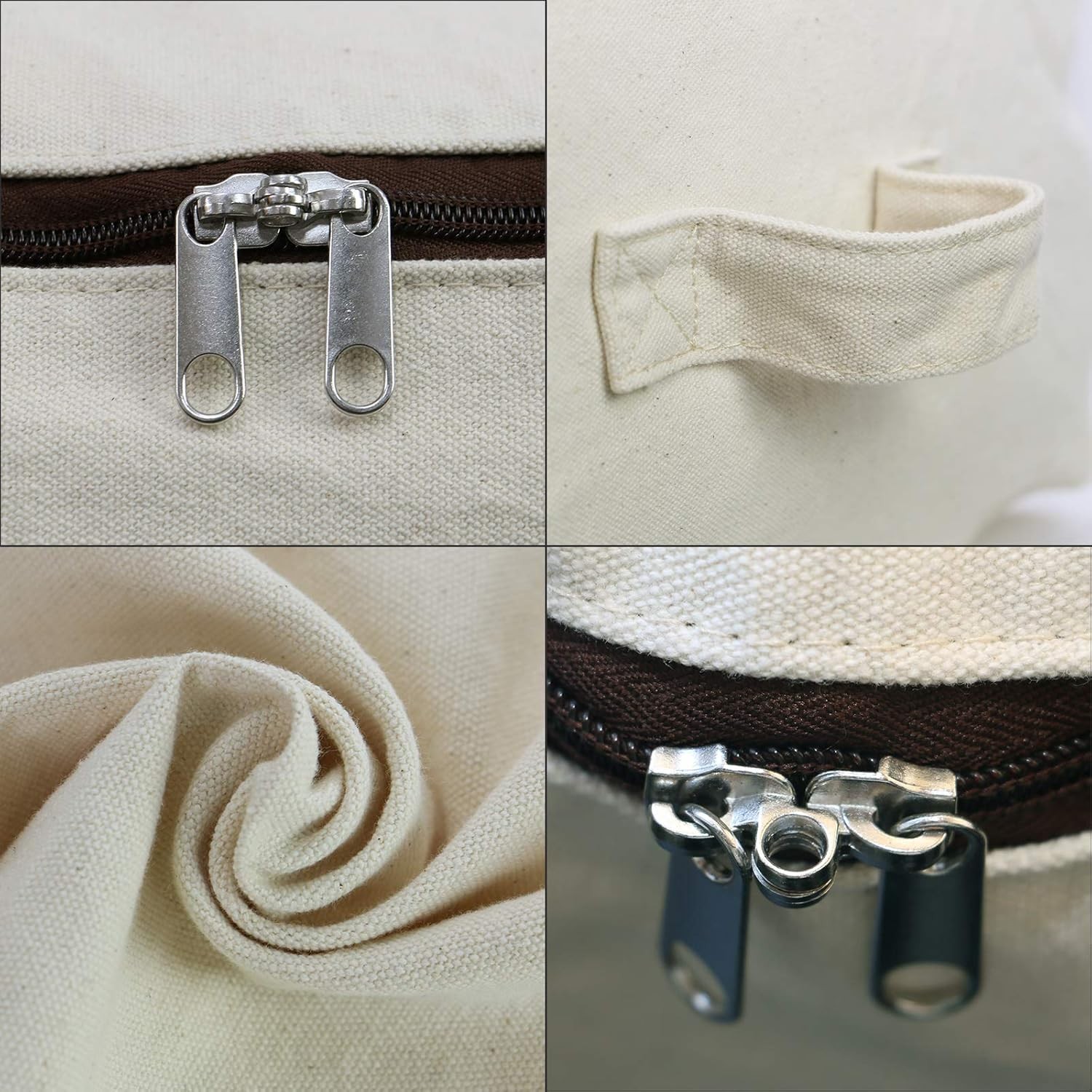 2-piece canvas storage bag set, dimensions: 25.6 x 18.5 x 8.7 inches, beige.