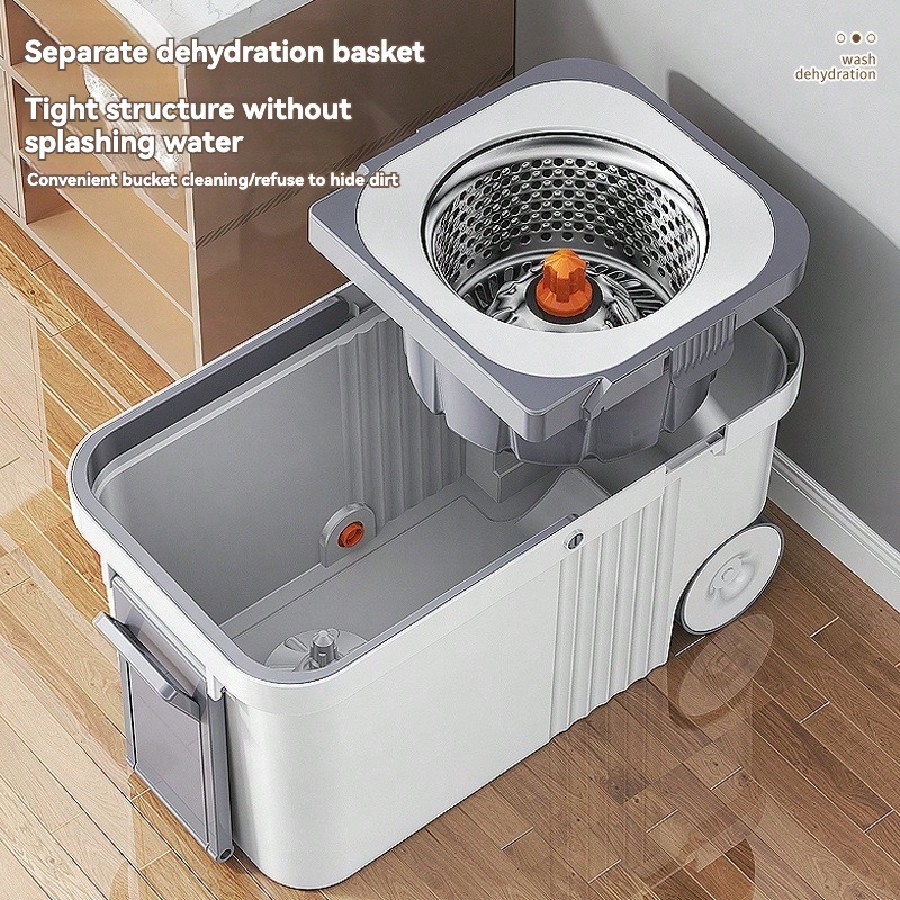Snugspot 360° Spin Mop And Bucket Set – Drums With 4 Mop Heads, 61″ Stainless
