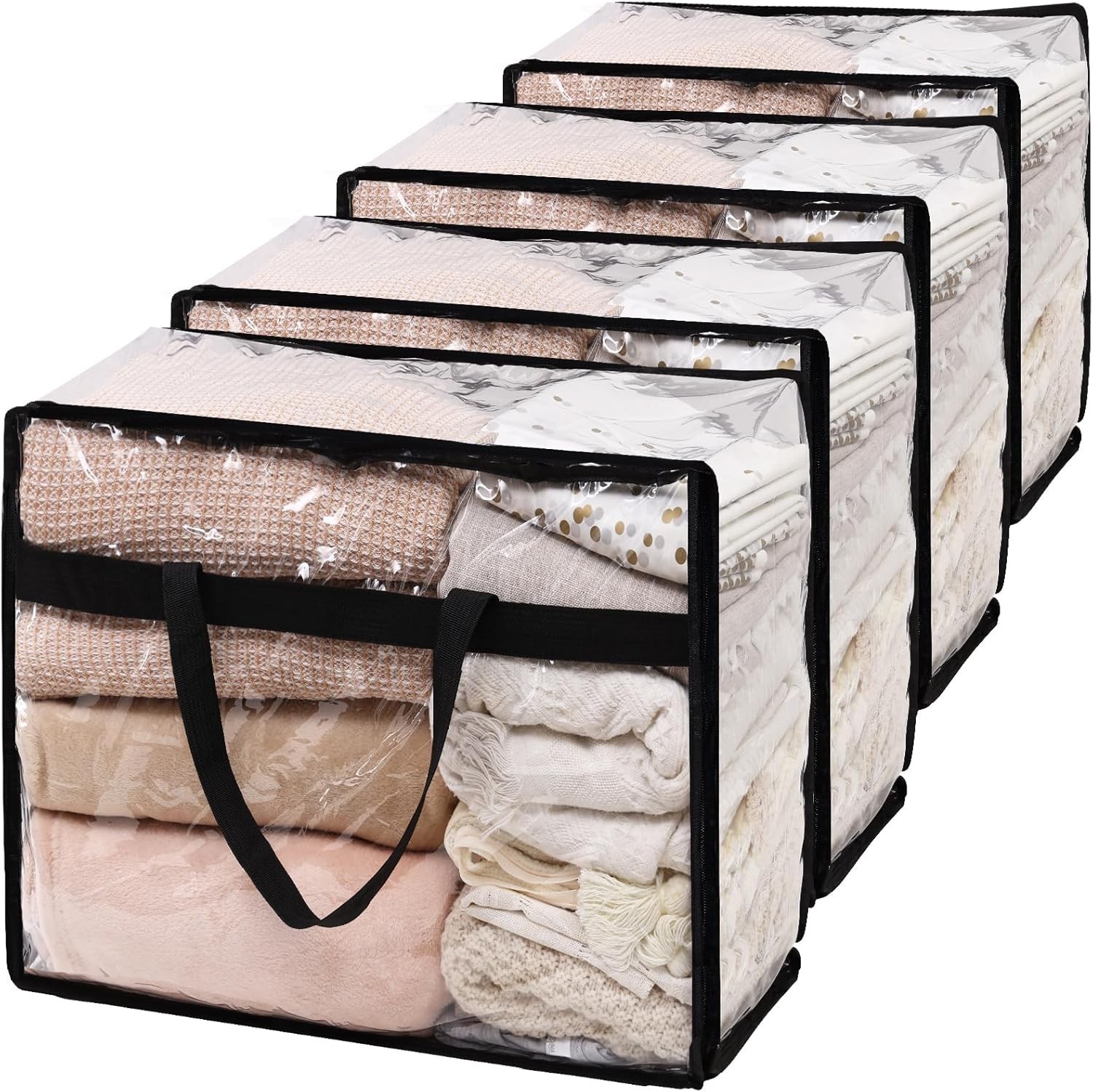 Blanket Storage Bags 60L Extra Large Plastic Vinyl Clear Storage Bag for Clot…