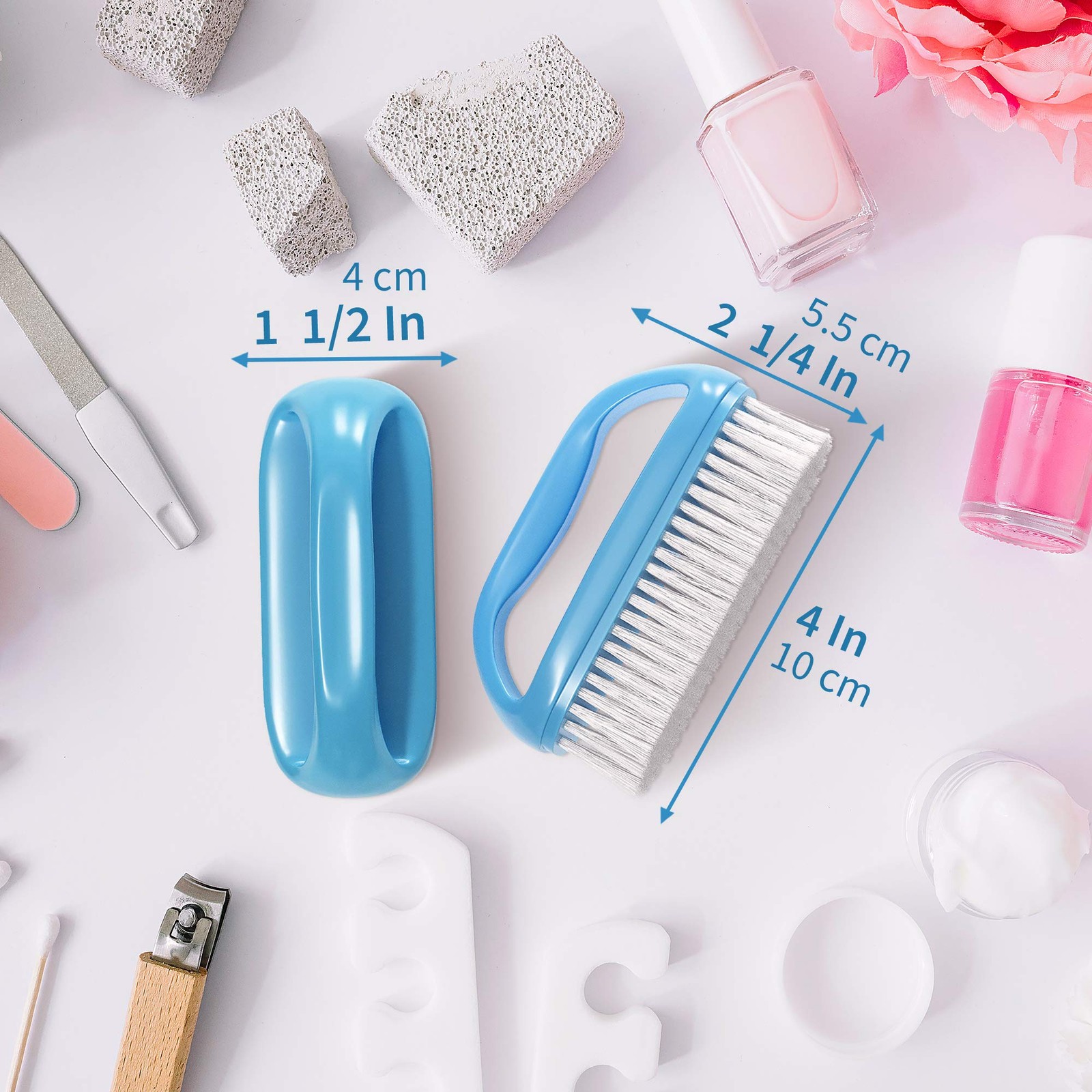 Konex Perfect-Grip Large Hand and Nail Brush 4″ X 1 Count (Pack of 1), Blue