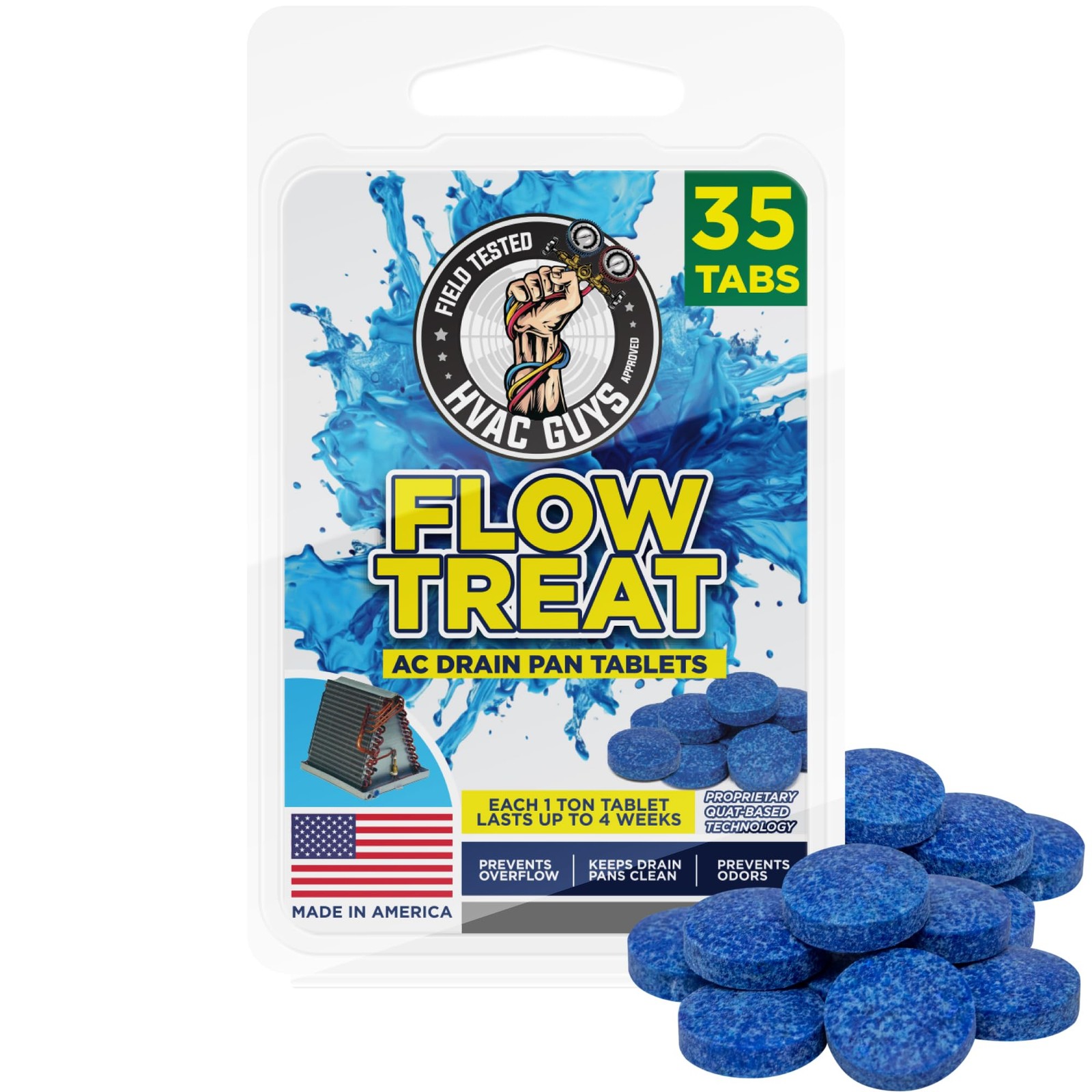 AC Drain Pan Tablets 35PK | Flow Treat Tablets Prevents Odors, Keeps HVAC Dra…
