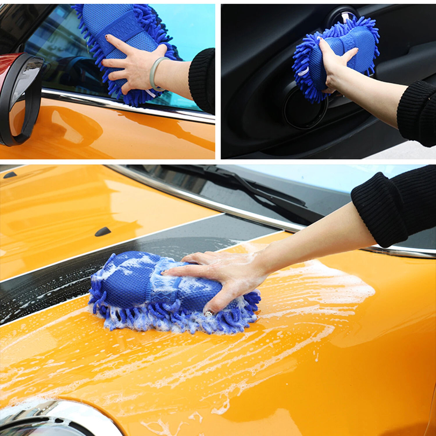 2× Microfiber Car Wash Sponge Non-Scratch Vehicle Washing Mitt Cleaning Tool USA