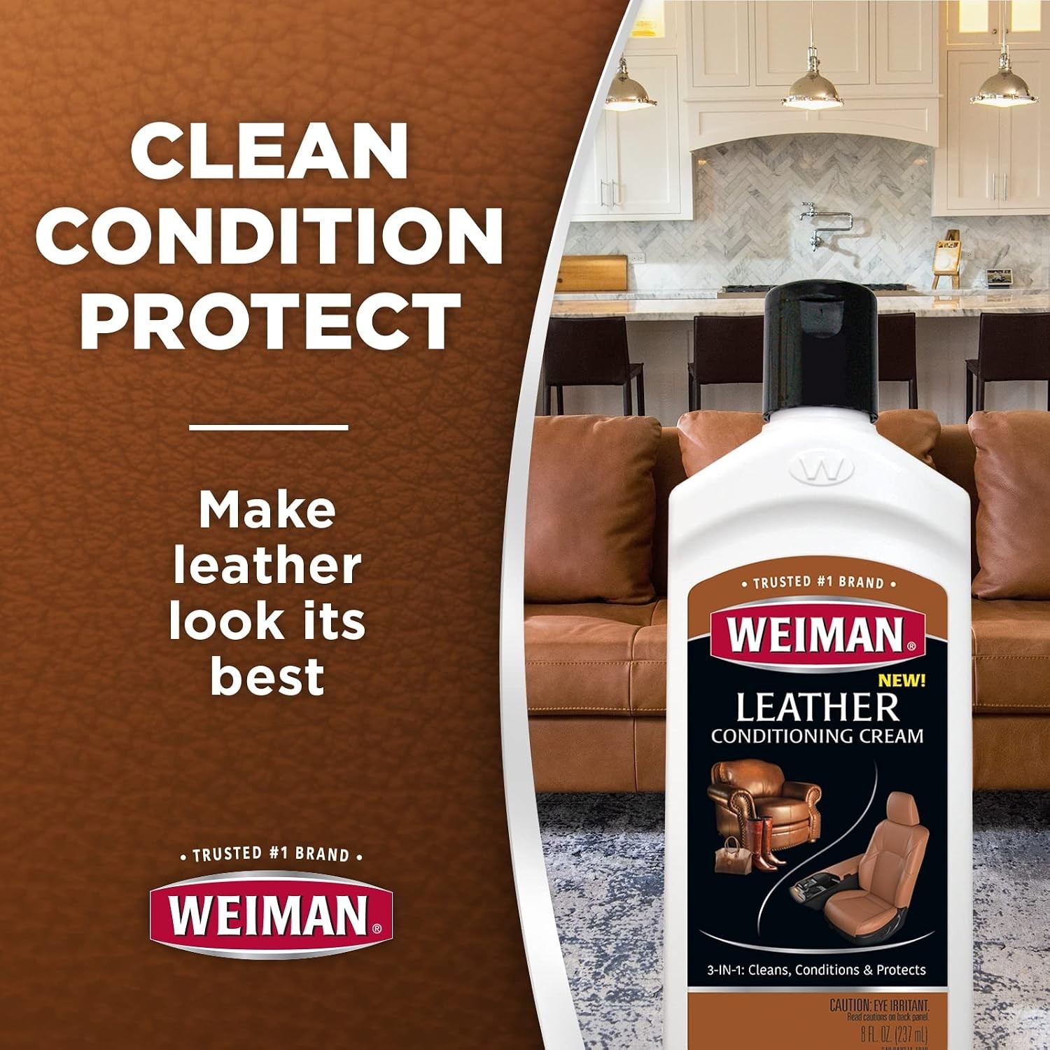 3 in 1 Deep Leather Cleaner & Conditioner Cream – Restores Leather Surfaces -…