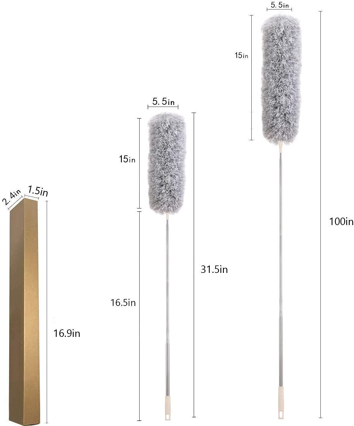 Dusters for Cleaning High Ceiling Fan, Newliton 1 Count (Pack of 1), Gray