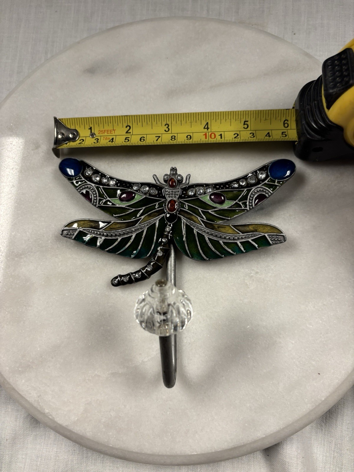 Dragonfly Art Nouveau Wall Hook, Metal Matte Multicolor, Wall Mounted, 1 Hook