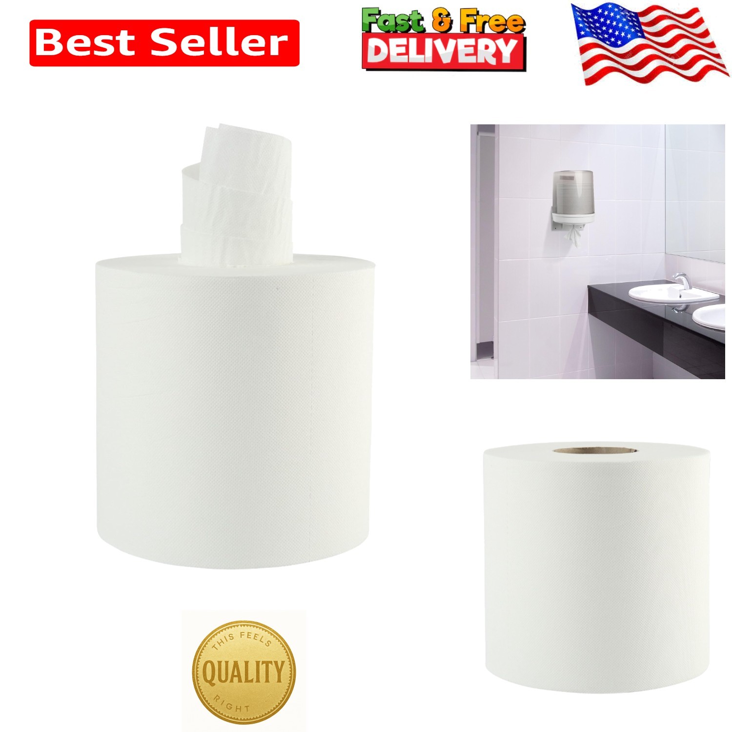 Eco-Friendly 2-Ply Center-Pull Disposable Towel Rolls – 600 Sheets Each, 6 Pack