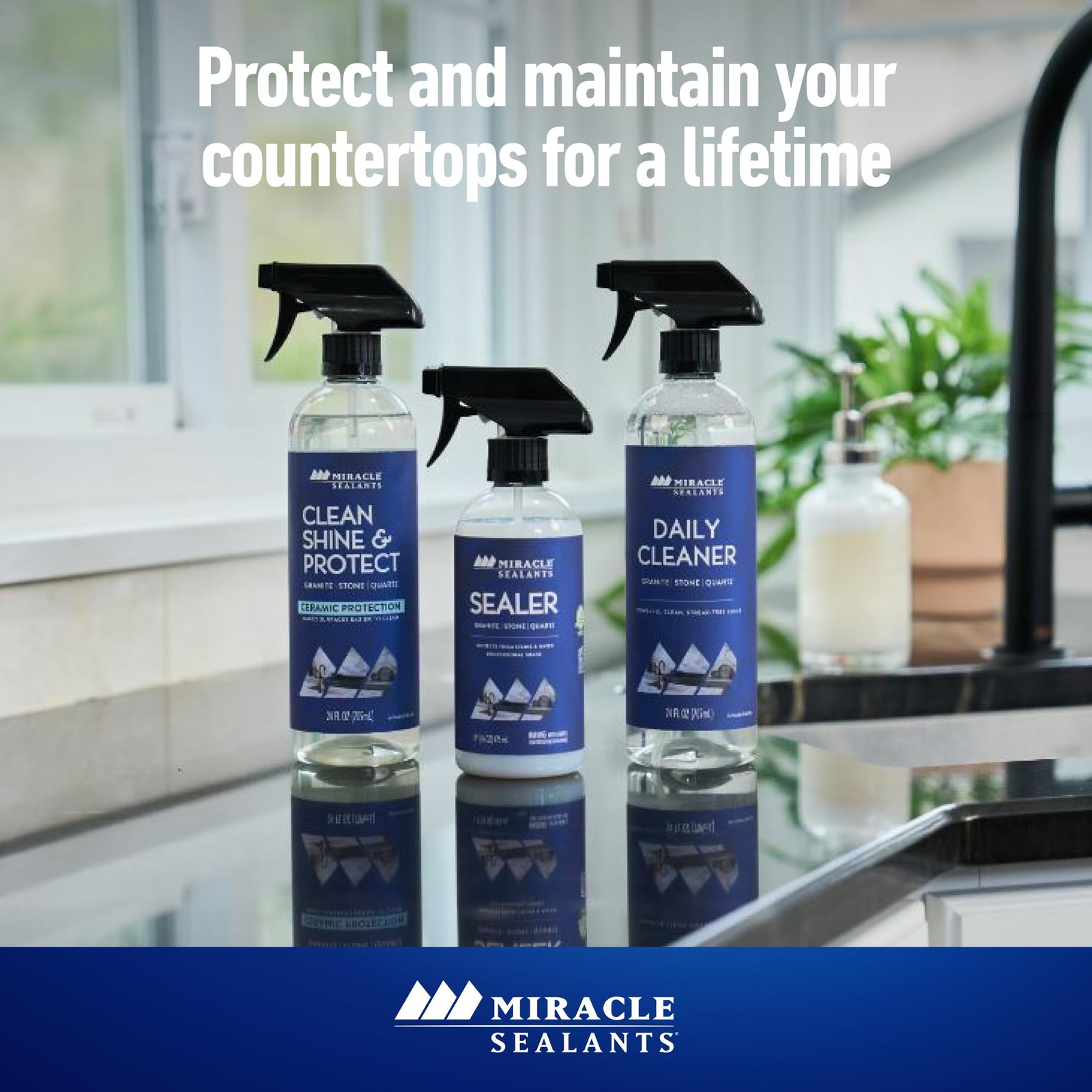 Clean Shine & Protect Spray for Granite, Stone, Quartz, Shine & Protect, 24 oz
