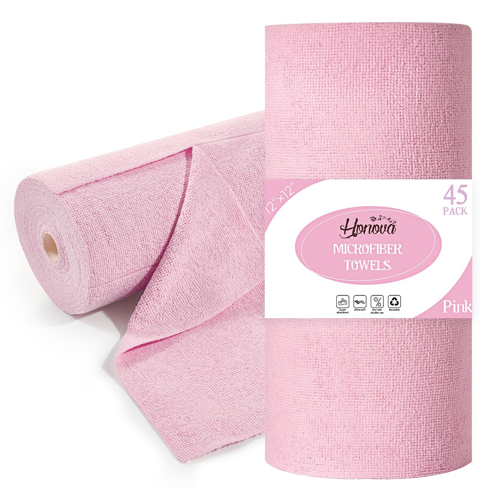 Microfiber Cleaning Cloth Roll 45 Pack, 12”×12″ Reusable Paper Towels, Tear …