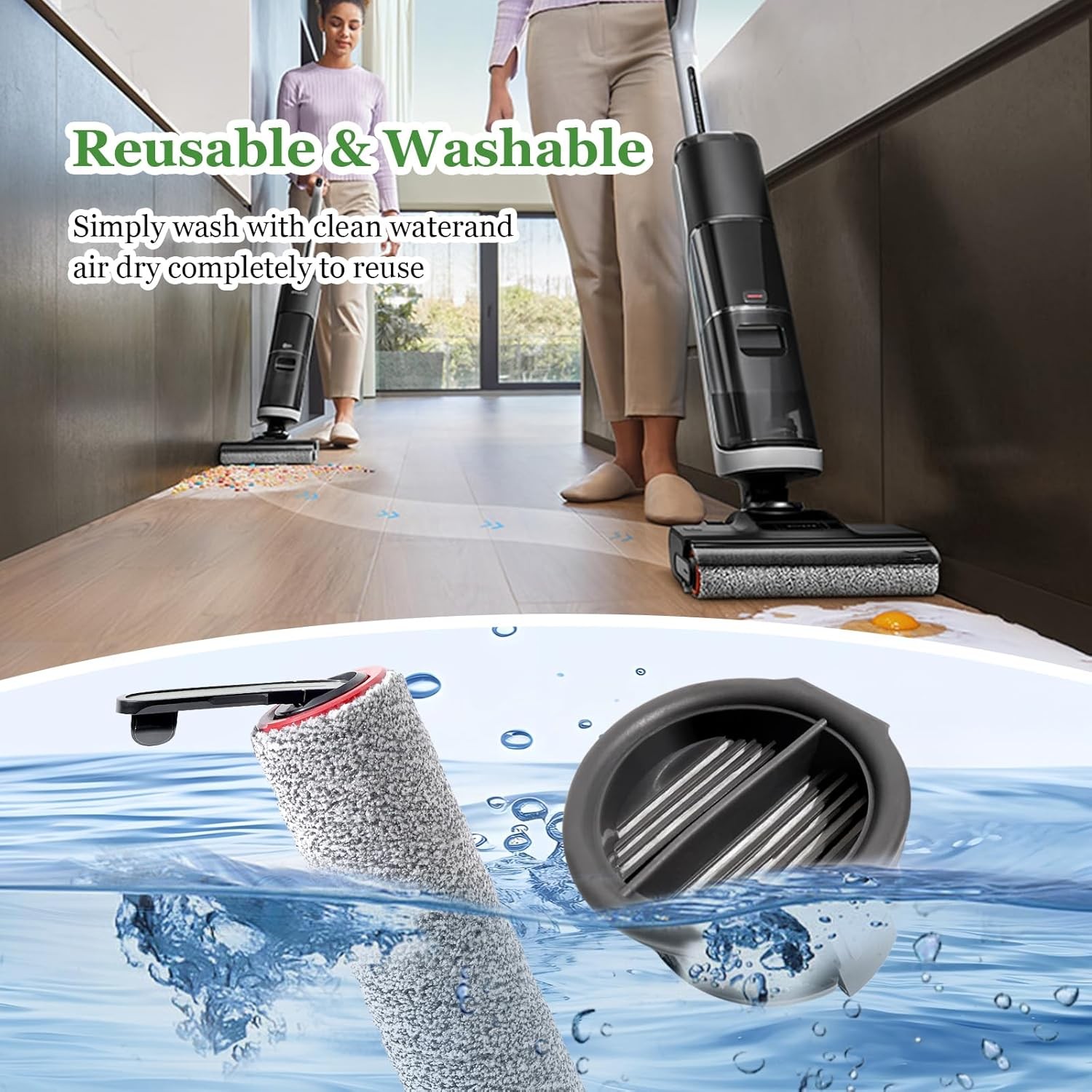 Roller Brush Filter Replacement Parts For Dreame H14 H14 Pro H14 Dual Wet