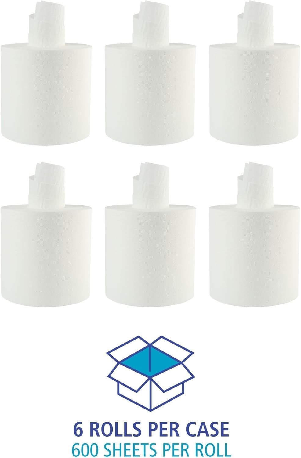 Eco-Friendly 2-Ply Center-Pull Disposable Towel Rolls – 600 Sheets Each, 6 Pack