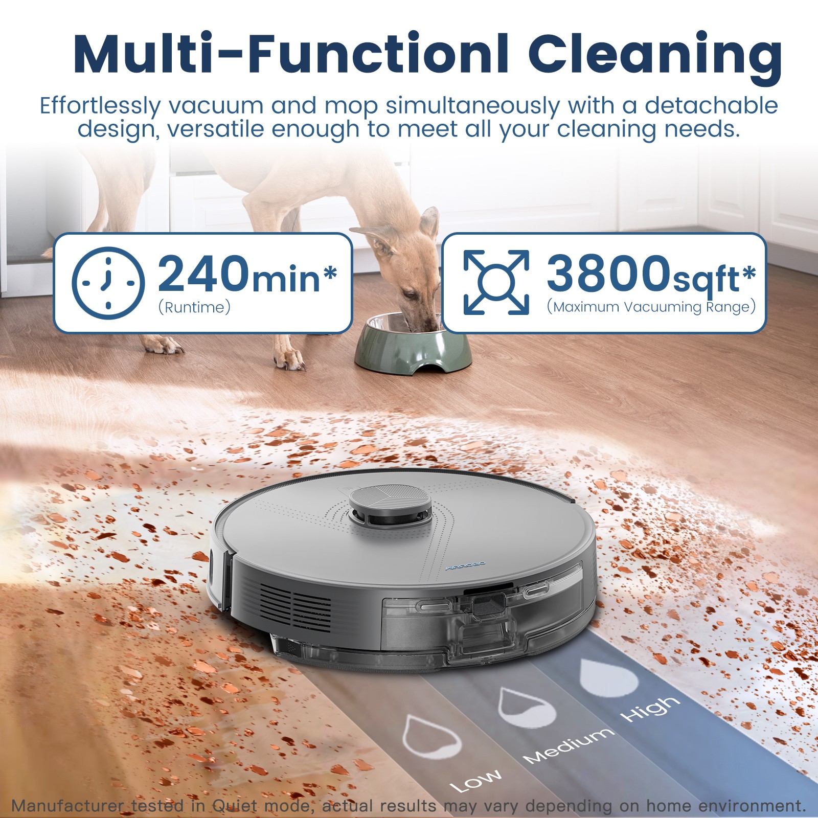 Refurbished AIRROBO L50 Robot Vacuum and Mop Cleaner Self Emptying 10000Pa 4 hrs