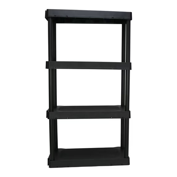 Hyper Tough 4-Tier Plastic Storage Shelf 30″W x 13.8″D x 56.2″H Black New
