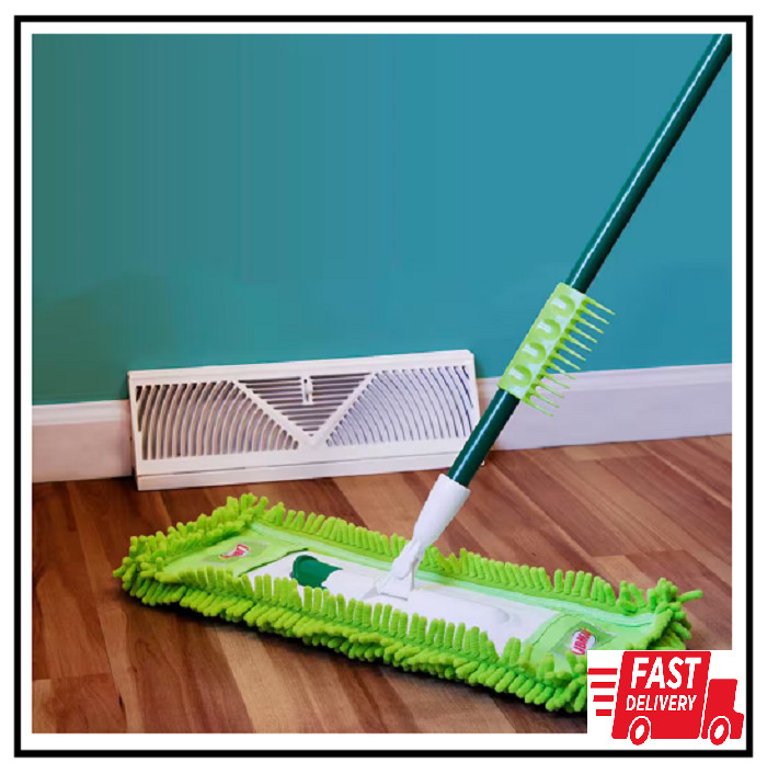 18 in. Microfiber Fingers Dust Flat Mop with 2-Piece Handle