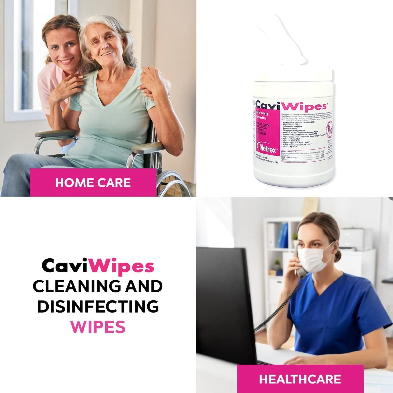 CaviWipes Surface Disinfectant Wipe Canister Alcohol Scent 160 Ct 13-1100