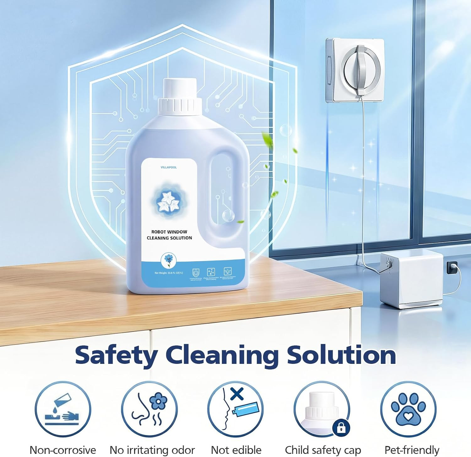 Window Cleaning Solution for ECOVACS WINBOT Cleaning Robot, 2 Pack (2*1L) | Mult