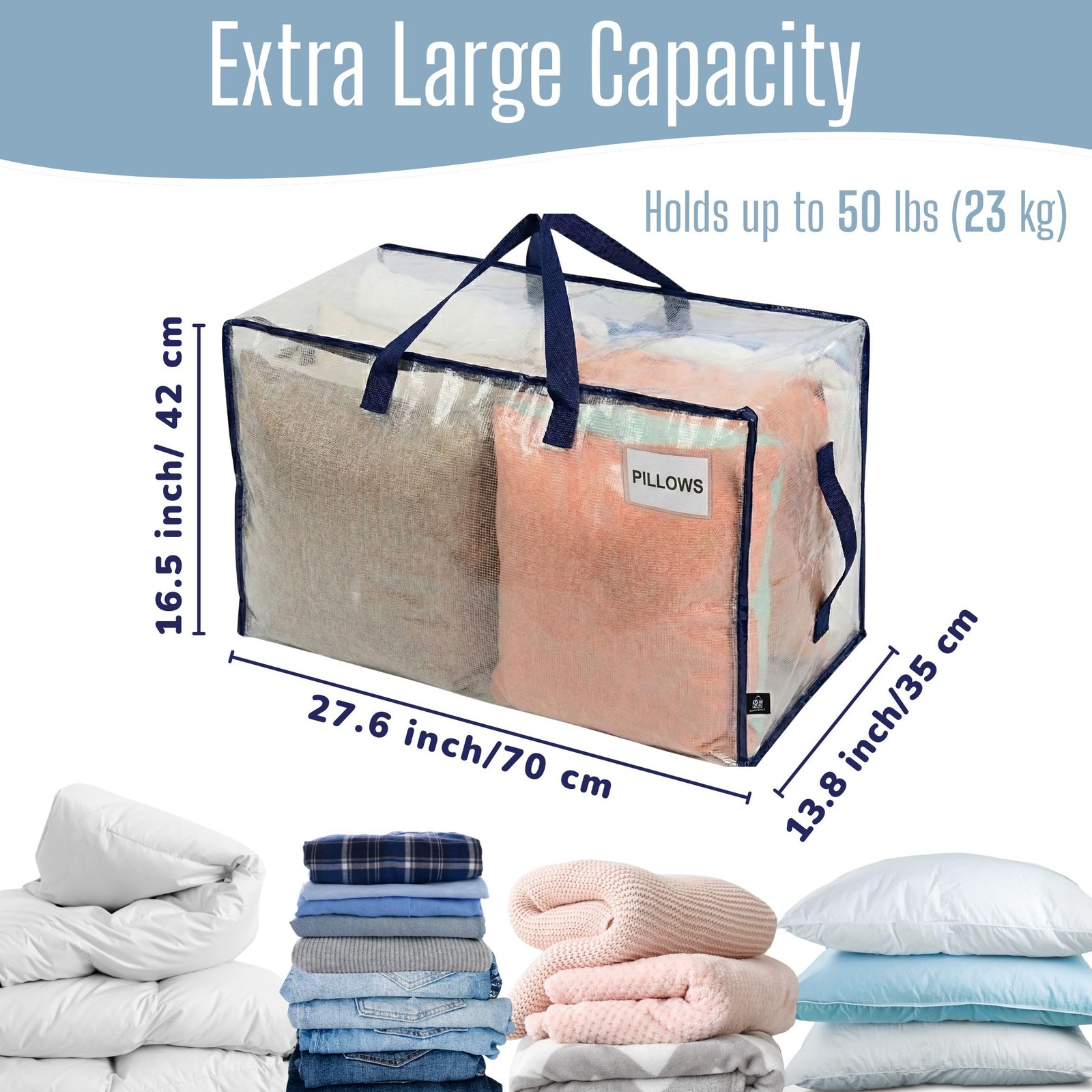 4 PCS Clear Extra Large Moving Bags Heavy Duty Reinforced Handles