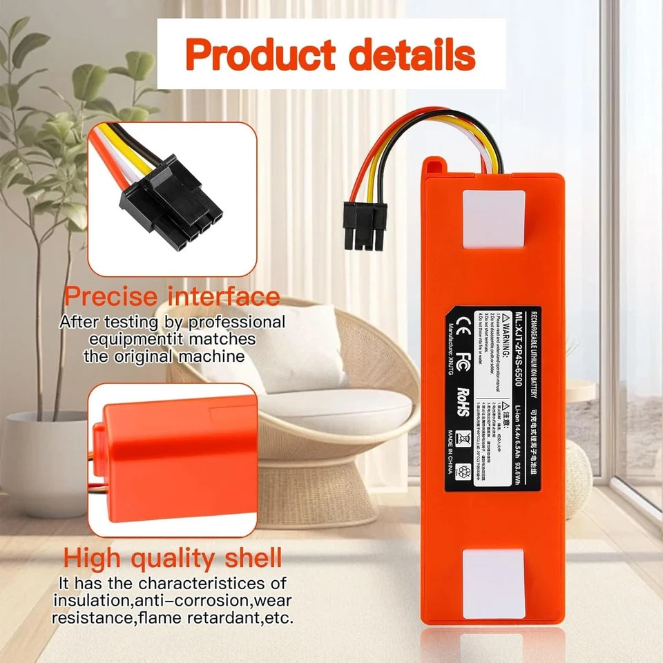 Upgrade Your Xiaomi Vacuum: 14.4V 6500mAh Replacement Battery with Fast Charging