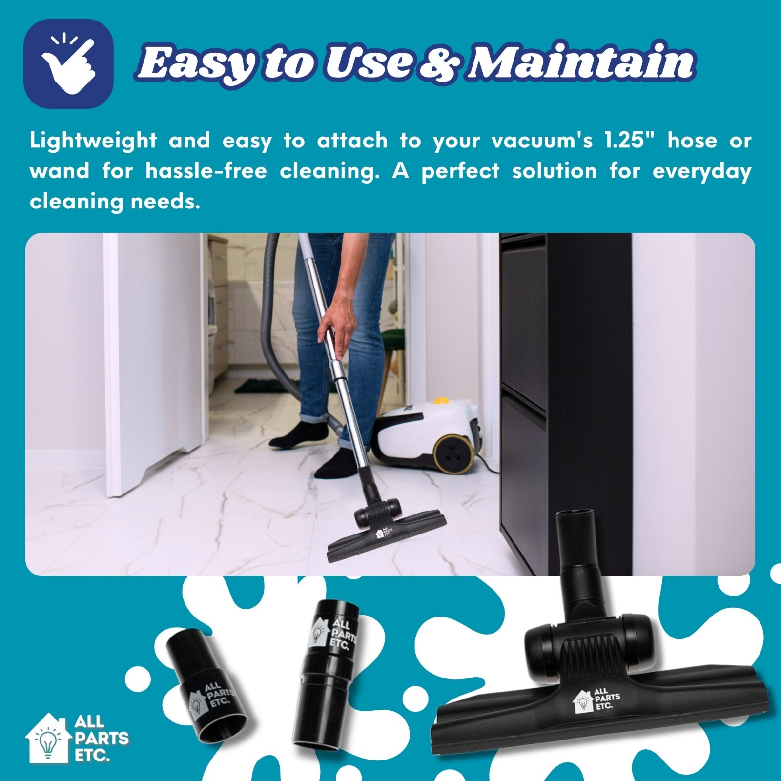 Swivel Hard Floor Tool Attachment Fits Shop Vac Vacuum Cleaner 1 1/4″