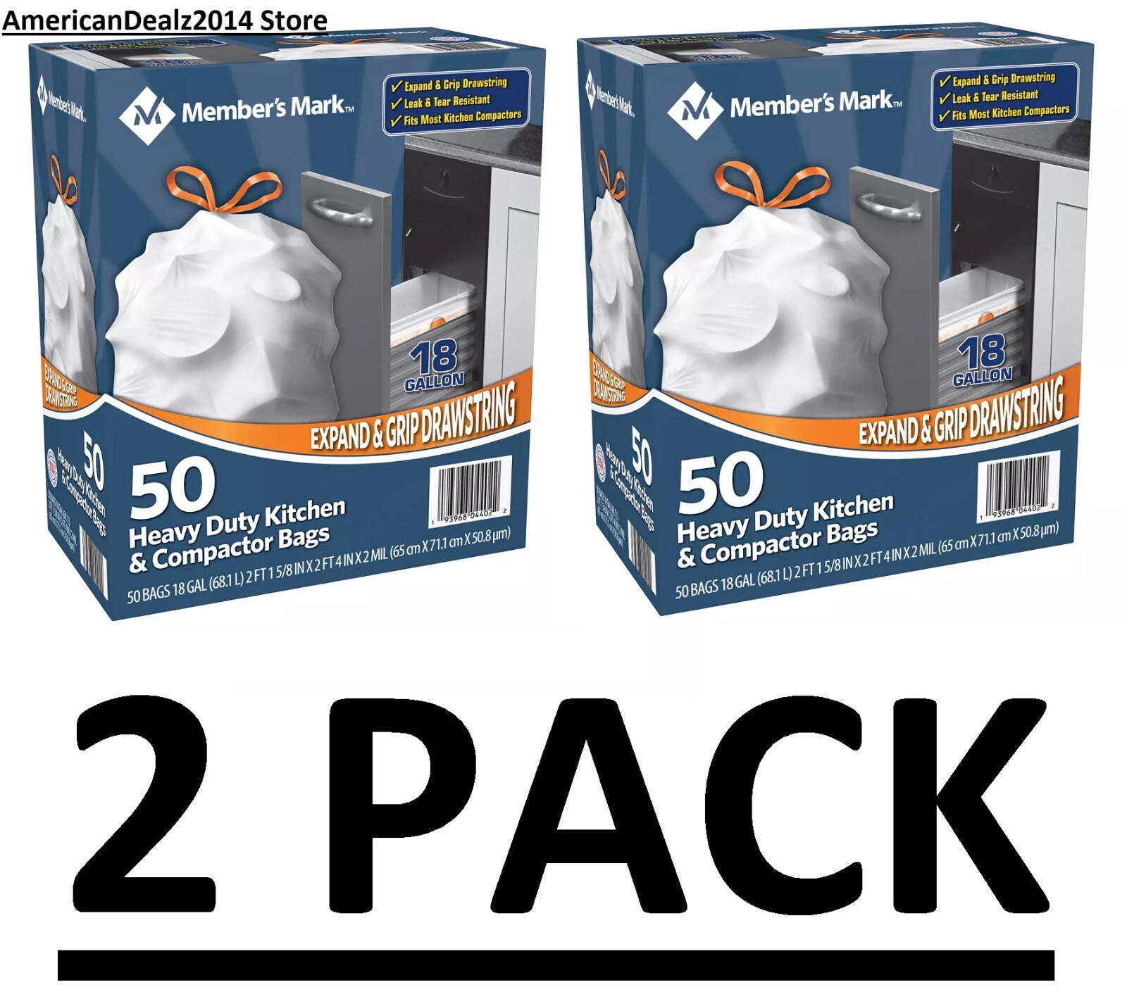 2 PACK – Heavy Duty Kitchen and Compactor Bags 18 gallon 50 ct (TOTAL 100 ct.)