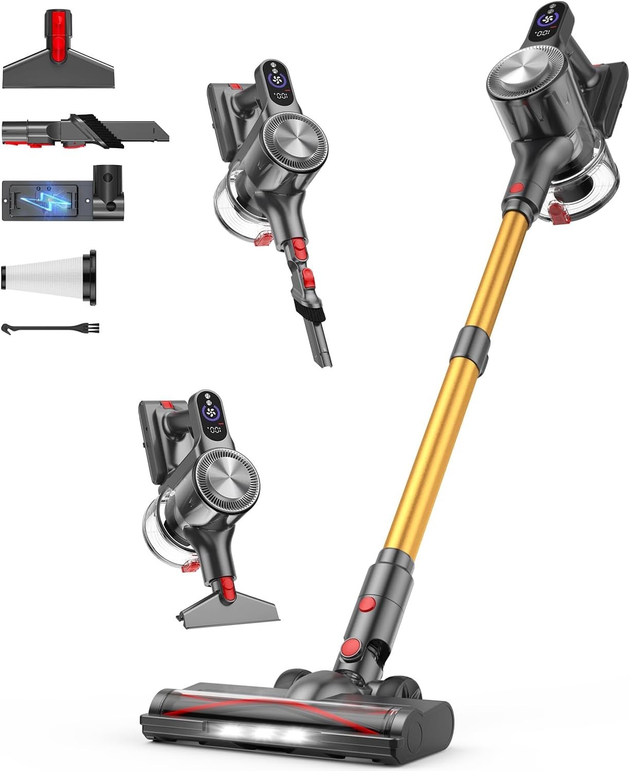 Natrogix Cordless Stick Vacuum Cleaner, 45 Min Runtime, 3 Suction Modes, Pet Hai