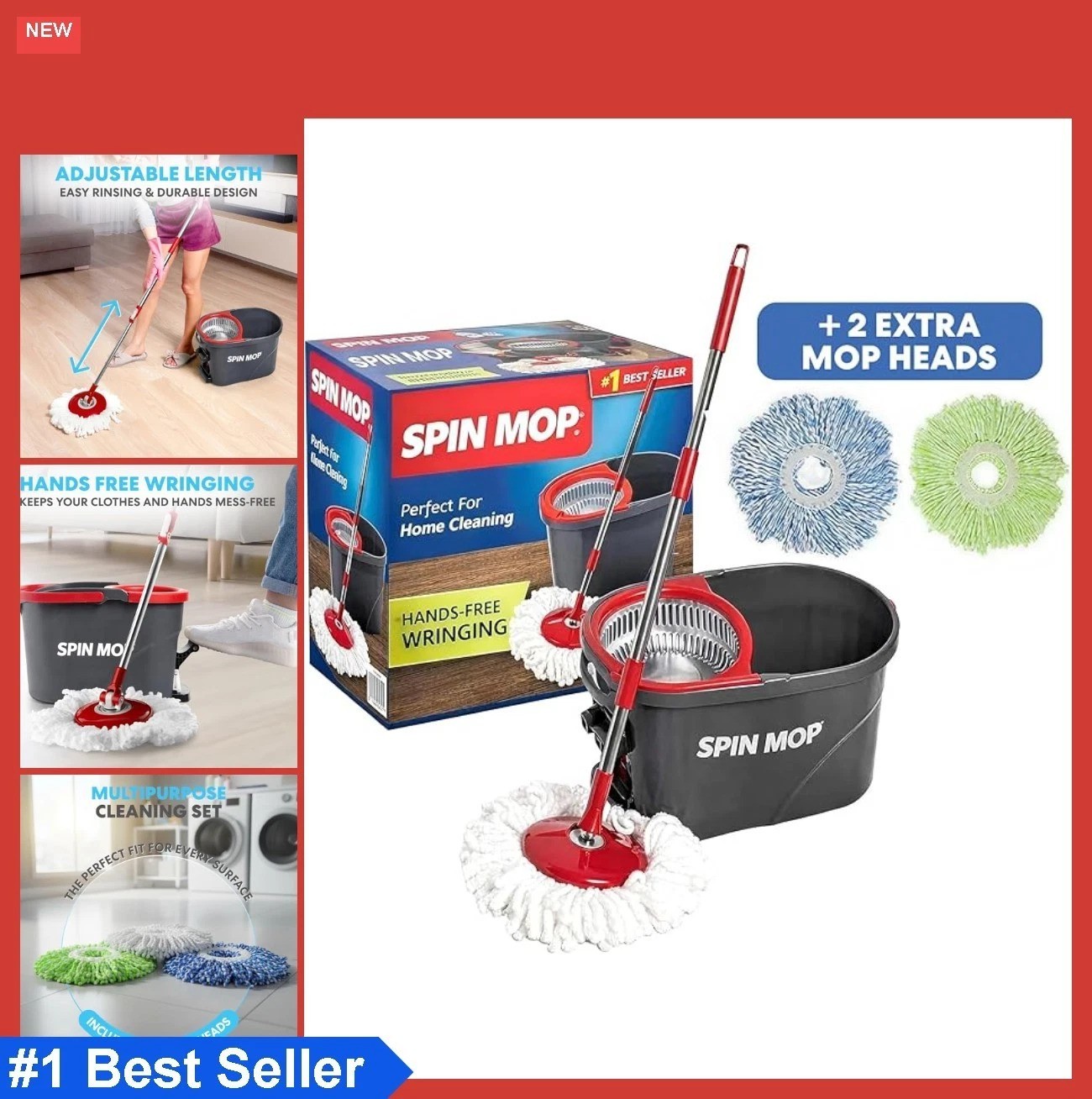 Spin Mop Cleaning System Aluminum Plastic Stainless Steel 5 Gallon Bucket 3