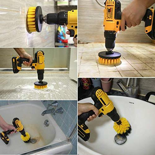 3PCS Drill Brush Power Scrubber Drill Attachments For Carpet Tile Grout Cleaning