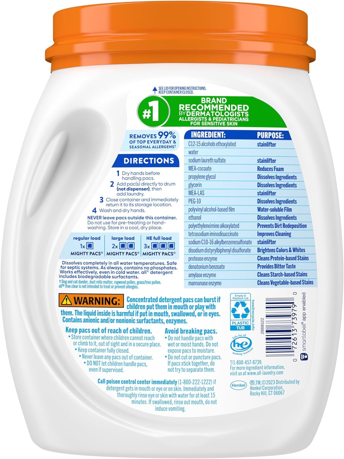 All Laundry Detergent Pacs, Mighty Pacs with OXI Stain Removers and Whiteners, F