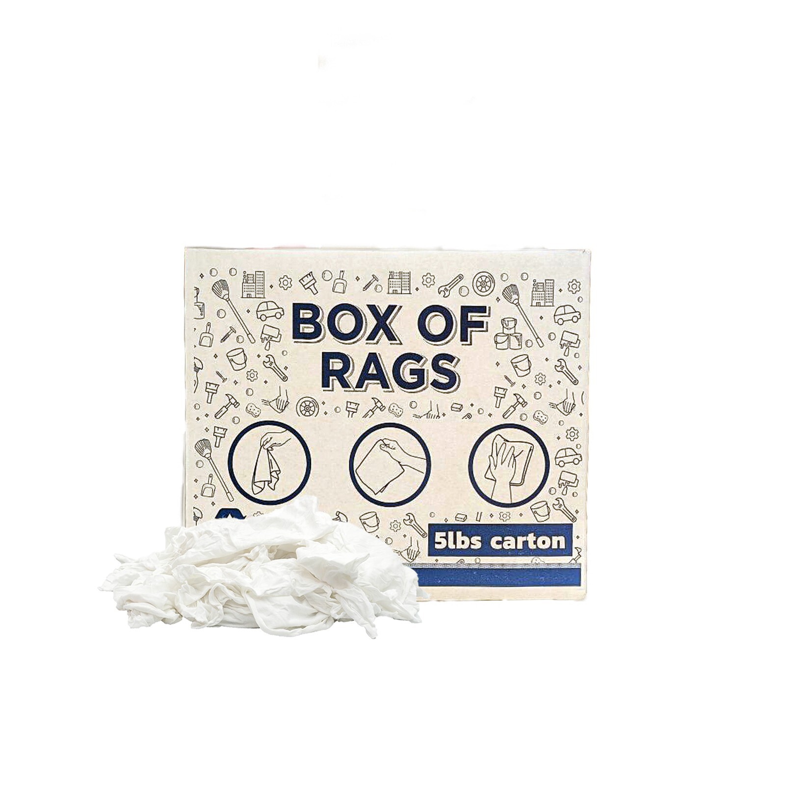 Premium White T-shirt Knit Rags – Shop Bulk Cleaning Cloth for Wiping – Boxes