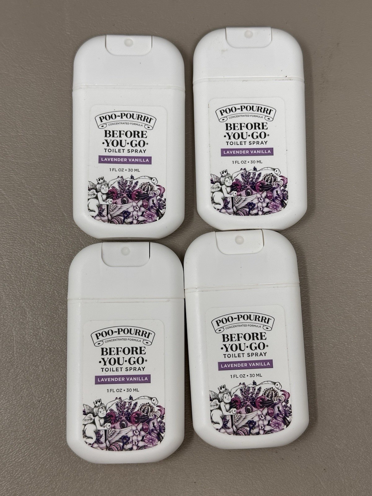 Poo-Pourri Toilet Spray Lavender Vanilla 1 Fl Oz Purse Pocket Travel Size 4 Pack