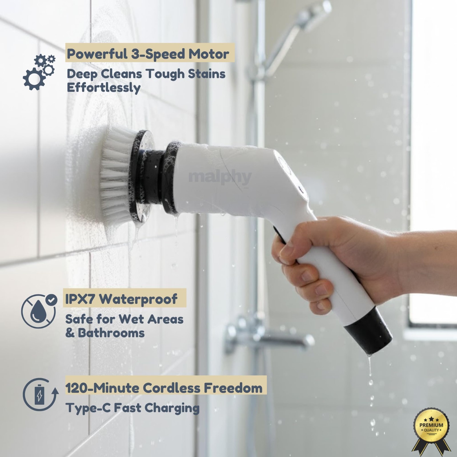 15-in-1 Cordless Electric Scrub Brush – Power Scrubber for Tile & Grout Cleaning