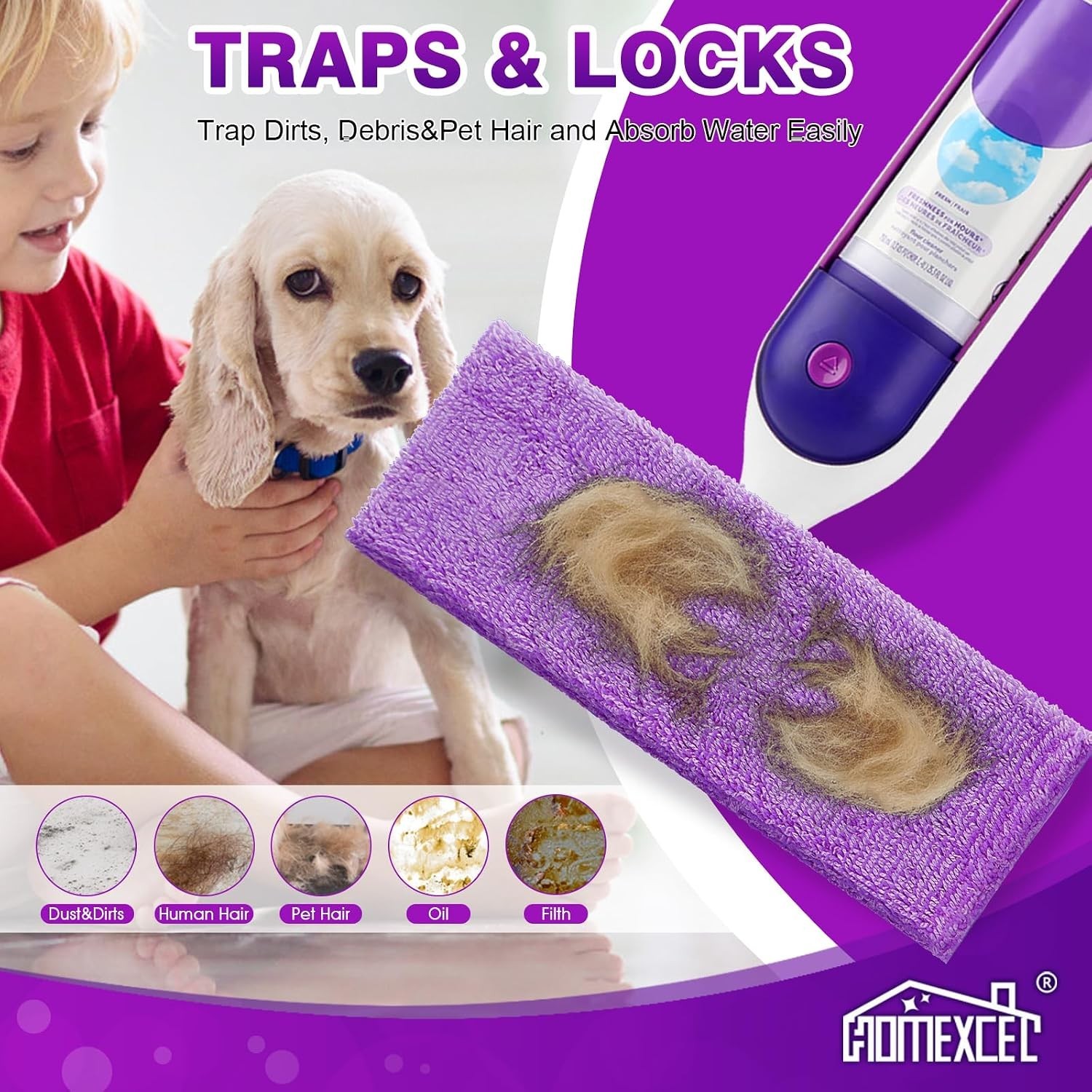 HOMEXCEL Reusable Microfiber Mop Pads for Swiffer PowerMop, Power Mop Pads Refil