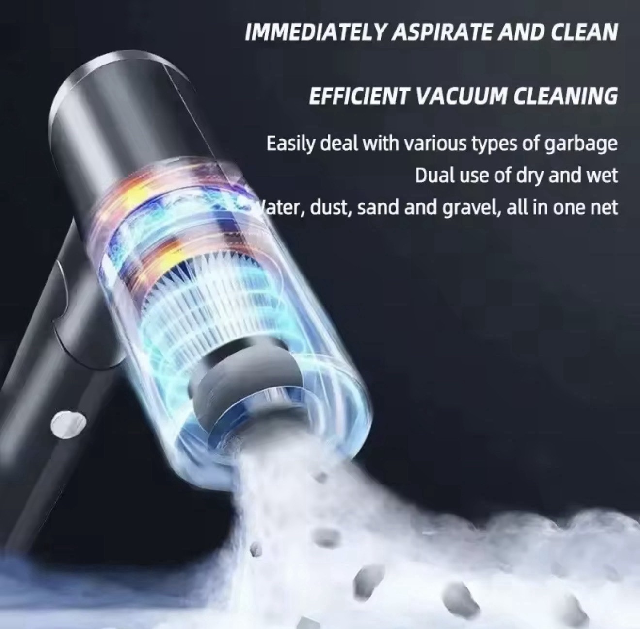 3-in-1 Cordless Car Vacuum Cleaner USB Rechargeable Handheld Air Blower -Black