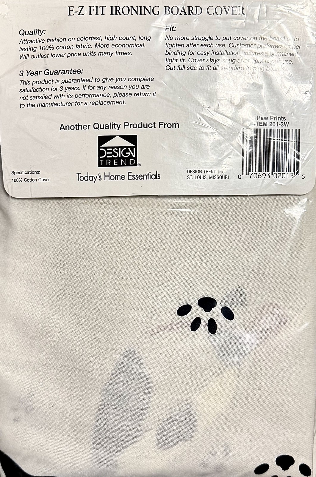 Design Trend Today’s Home Essentials E-Z FIT Ironing Board Cover Paw Prints D-3