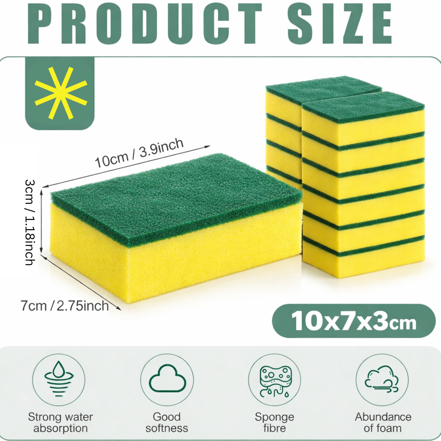 15/30 Pack Kitchen Cleaning Sponges Scourers Washing Up Non-Scratch for Dish Pad