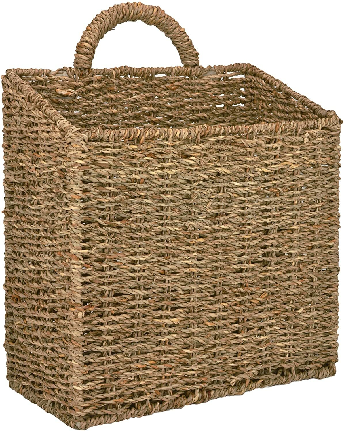 MyGift Woven Hanging Wall Mounted Basket Rustic Home Décor – Large