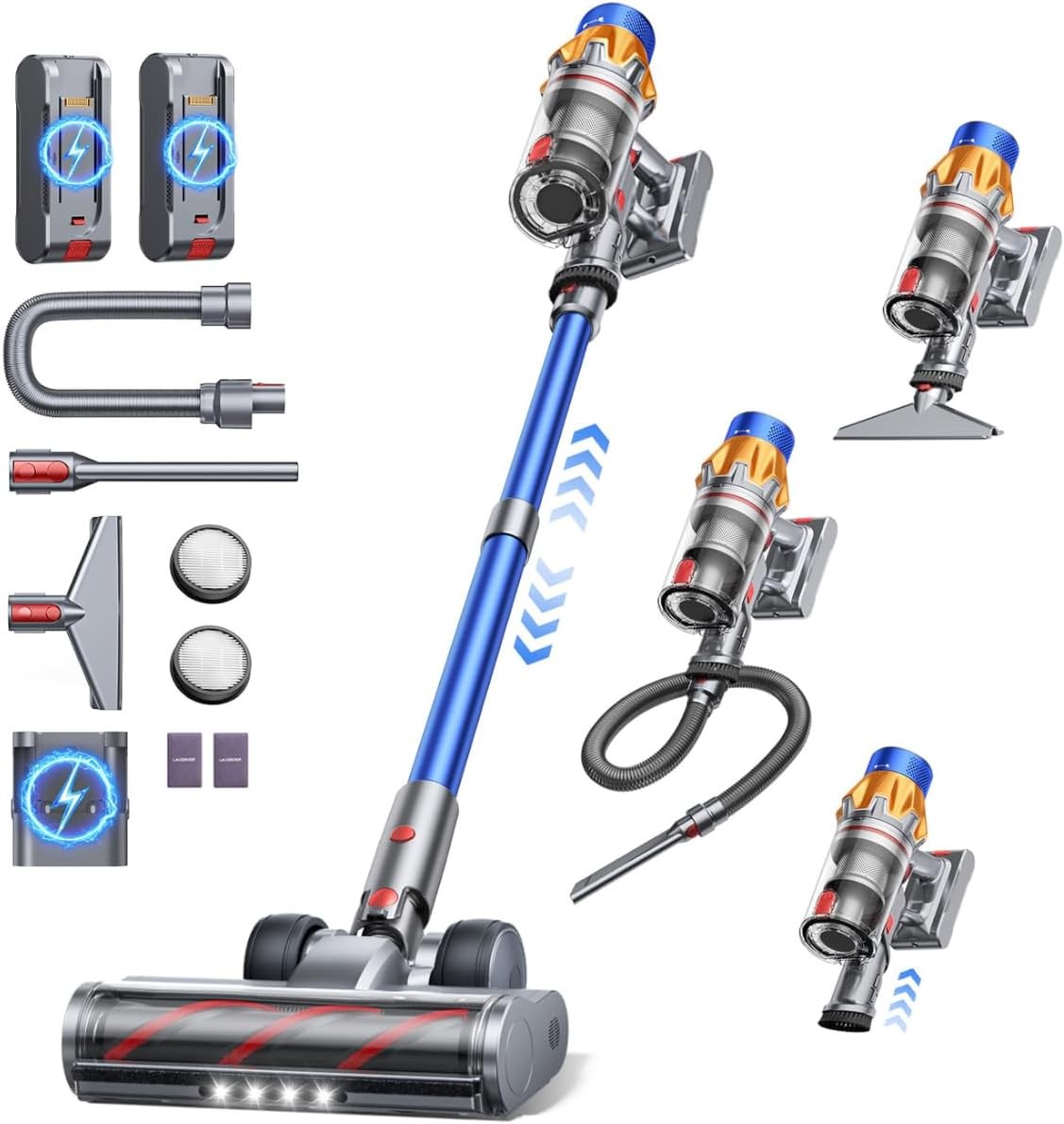 50KPa 600W Stick Vacuum 2 Batteries 130 Mins