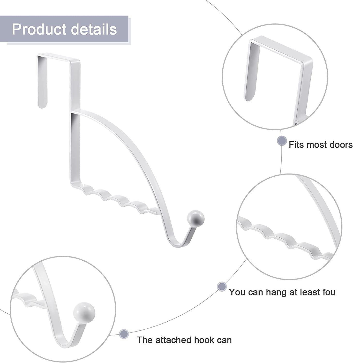 Single Over Door Hooks Multi Hanging Storage Hanger Clothes Coats Towels 2 Piece