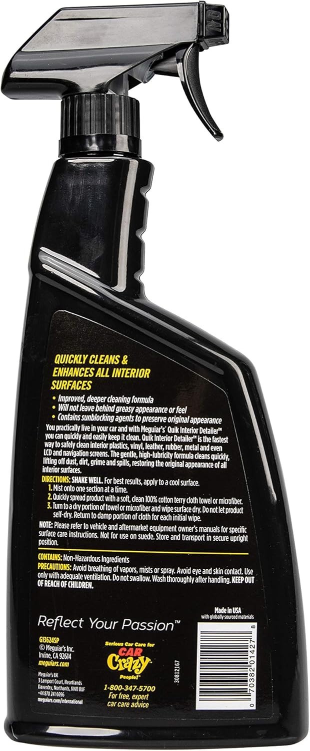 Quick Interior Detailer Cleaner Spray for Plastic Leather Vinyl 24oz