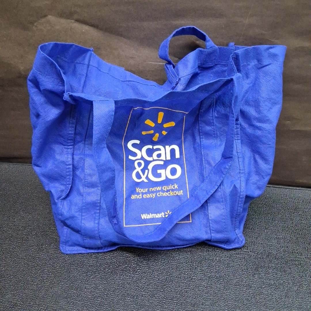 Walmart Reusable Canvas Scan & Go Logo Blue 10″ x 6″ x 10″ Shopping Bag
