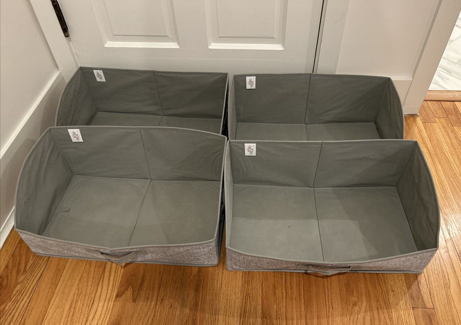 4 PK GRANNY SAYS Trapezoid Fabric Storage Bin Closet Shelf Organizers, Ash Gray