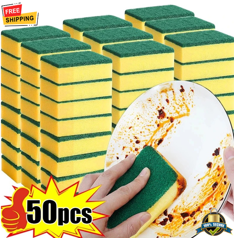 10/30/50PCS Double-Sided Magic Sponge Heavy Duty Kitchen Cleaning Pads