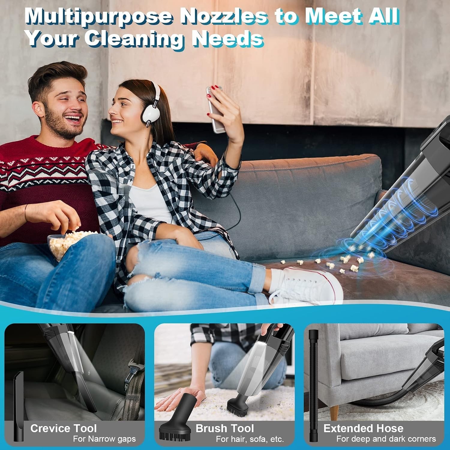 Lightweight Rechargeable Portable Car Vacuum with HEPA & High Power Suction