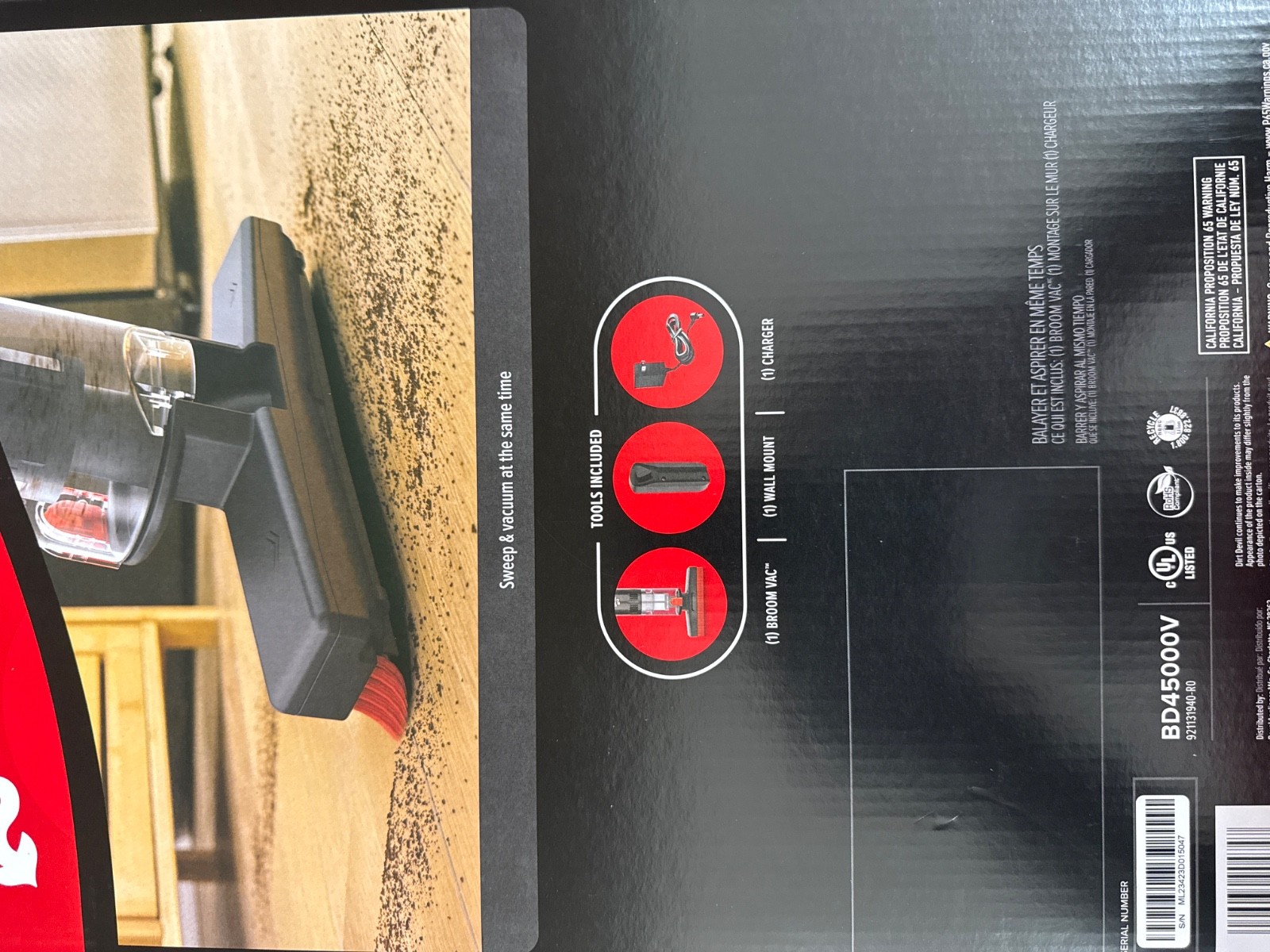 Dirt Devil Sweep & Vacuum Broom Vac – BD45000V – NEW