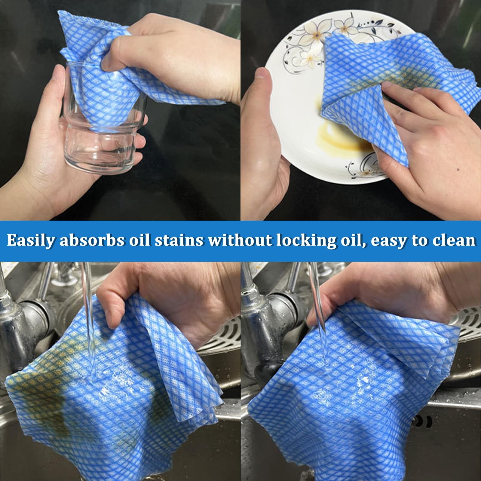 Reusable Cleaning Cloths 50 Pack, 13.8×15.8″ Disposable Dish Cloths and Clean…